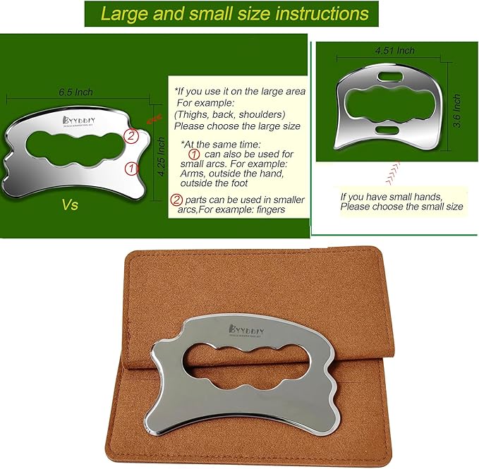 BYYDDIY Stainless Steel Massage Scraper Tool for Large Hands, Derma Edge Massage Tools,Gua Sha Scraping Tool for Physical Therapy,Muscle Scraper Tool (N)-Ruum Studio Home