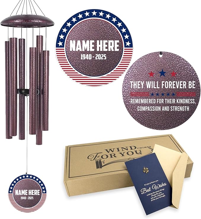 ASTARIN Personalized Wind Chimes for Memorial US Veteran, Deep Tone Wind Chimes for Loss of Loved One Brothers Sisters, Thank You Veteran Solider-Ruum Studio Home