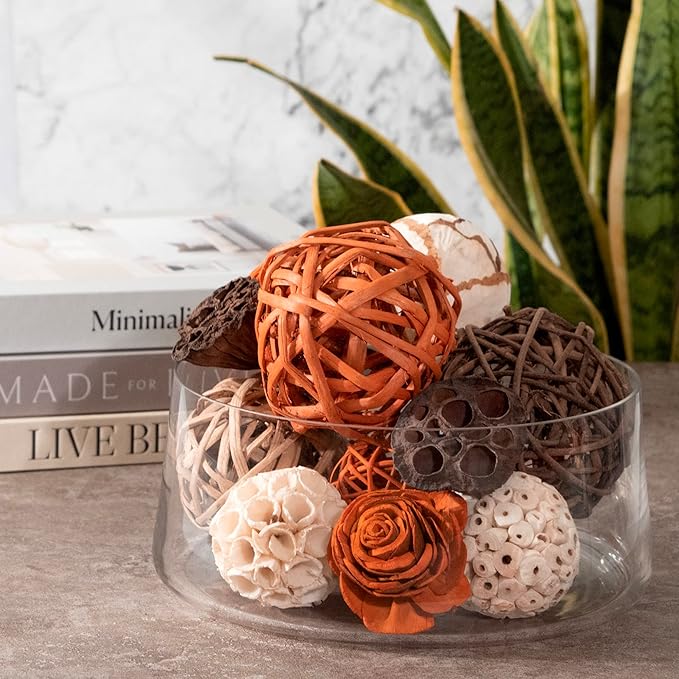 ANDALUCA Large Decorative Vase Filler Bag with Orbs, Balls (Sunset Orange)-Ruum Studio Home