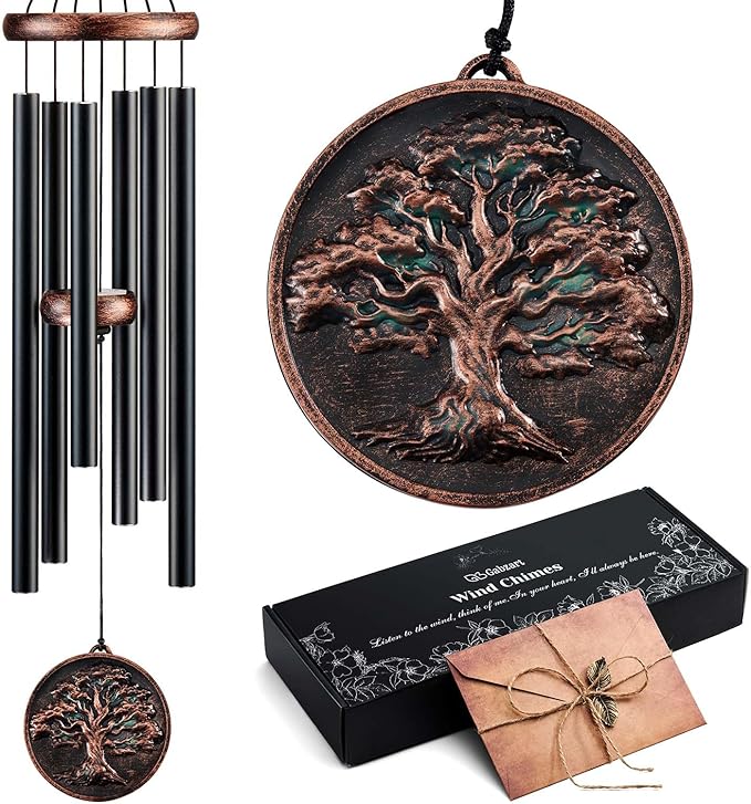 Wind Chimes for Outside, Tree of Life Deep Tone Vintage Wind Chime Outdoor Clearance, Sympathy/Memorial/Festivals/Birthday Gift for Mom Dad Grandma, Home Garden Decor (34" Tree of Life)-Ruum Studio Home