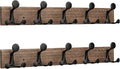 SKOLOO 24-Inch Wood Burnt Coat Rack Wall Mount with 5 Triple Hooks - Ideal for Family Entrances, Classrooms, and Pet Supplies Storage - Perfect Coat Hooks for Wall, Pack of 2-Ruum Studio Home