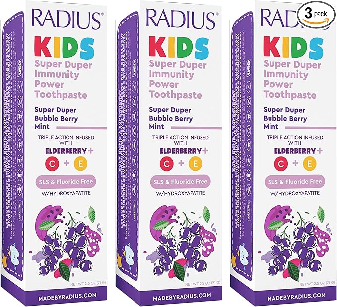 RADIUS Kids Super Duper Immunity Power Toothpaste 2.5 Oz - Super Duper Bubble Berry Mint - Pack of 3-Ruum Studio Home
