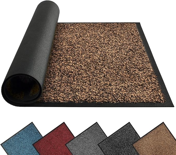 Mibao Front Door Mat, Dirt Trapper Welcome Mat for Outdoor Indoor, Non-Slip Waterproof Doormat, Durable Machine Washable Low Profile Entry Rug for Back Door Outside Patio Porch, 72" x 24", Brown-Ruum Studio Home