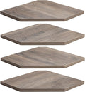 Corner Shelf Wall Mount, Corner Floating Shelves, Set of 4 Corner Wall Shelf Organizer, Rustic Wood Wall Storage Display Shelves for Living Room Bedroom Bathroom Kitchen, Rustic Grey-Ruum Studio Home