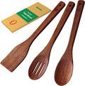 Riveira Teak Wooden Spoons for Cooking Set of 3 – Natural Teak Wooden Cooking Utensils, Wooden Spatula, Wooden Spoon - Premium Quality Wooden Utensil Set for Non-Toxic Cooking-Ruum Studio Home