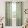 LAMIT Linen Curtians for Living Room 80 Inch Length, Bronze Grommet Light Filtering Semi Sheer Neutral Lightweight Rustic Farmhouse Boho Drapes for Bedroom, 2 Panels, Sage Green, 34 x 80 Inch-Ruum Studio Home