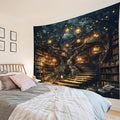 HVEST Fantasy Library Bookshelf Wall Tapestry Fairytale Tree Magic Bookshelf Tapestry Wall Hanging Retro Vintage Tapestries for Classroom Study Room Bedroom Living Room Dorm, 70.9L x 92.5W Inches-Ruum Studio Home
