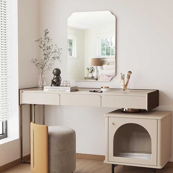 Bathroom Mirrors for Over Sink, Frameless Mirrors for Wall, 24x18 Inch Beveled Bathroom Mirror, Bathroom Vanity Mirror for Bedroom Living Room Entryway Home Decor-Ruum Studio Home