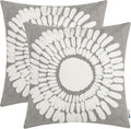 HWY 50 Grey Gray Decorative Throw Pillow Covers 18x18 Inch, Pack of 2 Embroidered Cotton Farmhouse Cushion Cover Pillow Case for Sofa Couch Living Room Bed Bedroon, Sunflower Design-Ruum Studio Home