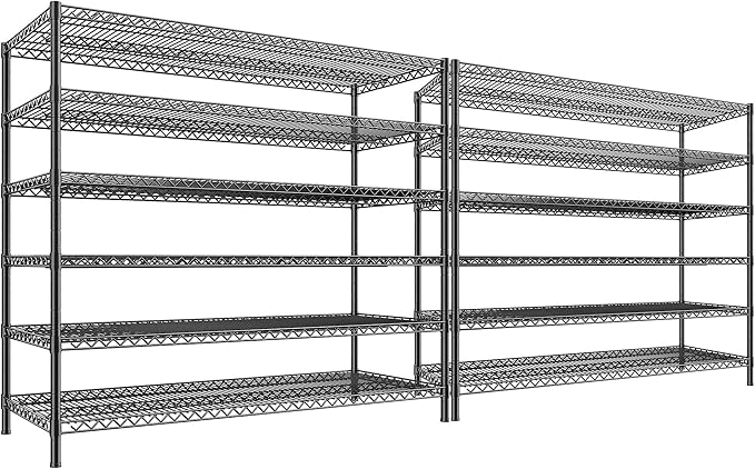 REIBII 83"H Storage Shelves 3840LBS Metal Shelving Unit Garage Shelving Heavy Duty 6 Tier Commercial Adjustable Wire Shelving for Storage Rack for Pantry, Garage, Kitchen, 83"H x 55.5"W x 18"D, 2PCS-Ruum Studio Home