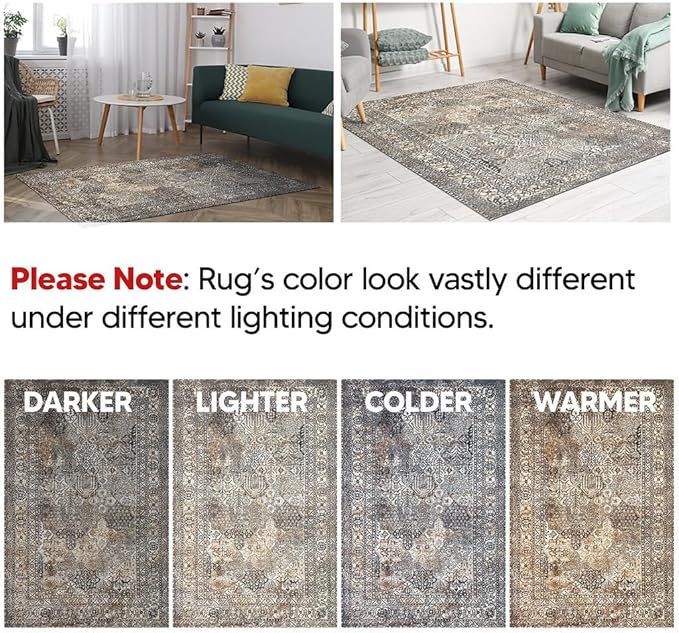 Keen Home Design 2x3 Rug - Machine Washable Entry Rug with Non-Slip Backing, Ideal for Enteryway, Kitchen, Bathroom, Laundry Room - Vintage, Easy Clean, Durable, Low Pile Rug - (2' x 3')-Ruum Studio Home