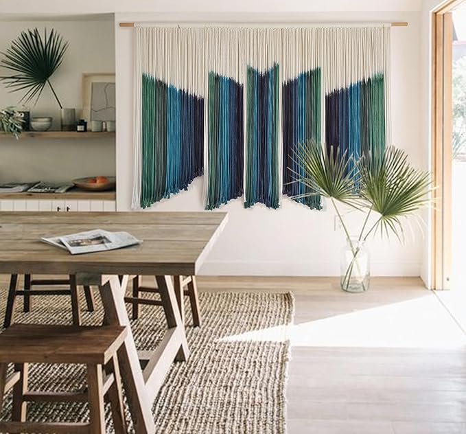 IOWER Macrame Wall Hanging Dip-Dyed 59" Wx37 L Craftsmanship Fiber Yarn Wall Art Boho Macrame Wall Decor-Ruum Studio Home