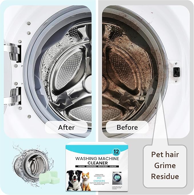 Washing Machine Cleaner 48 Pack-24 Month Supply,Cleaning Tablets Formulated for Pet Owners for He,Easy Pet Hair Remover for Laundry.Top & Front Load Washer.Septic Safe.-Ruum Studio Home