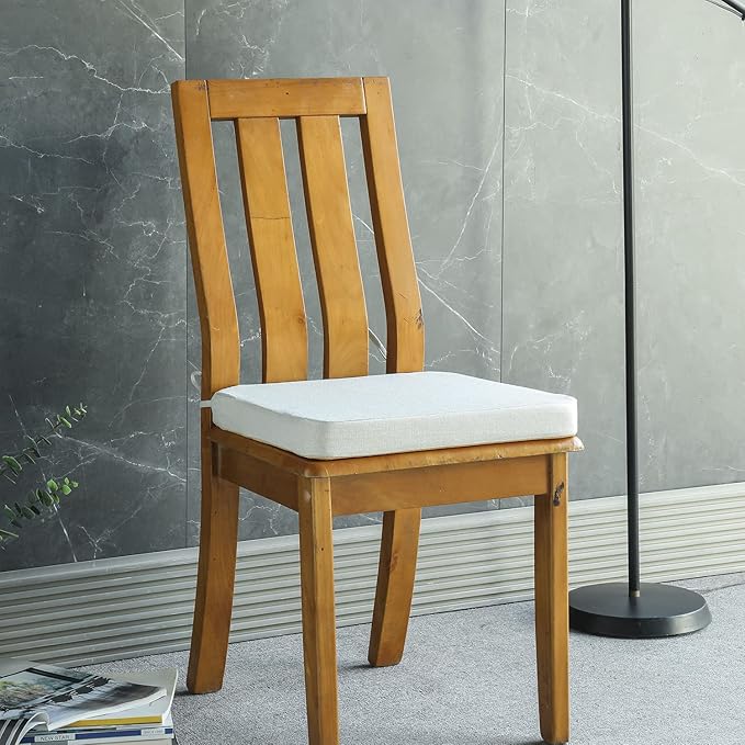 Chair Cushion for Dining Chairs with Ties 4 Pack Non Slip Memory Foam Kitchen Room Chair Pads 17x16 Inch, Beige-Ruum Studio Home
