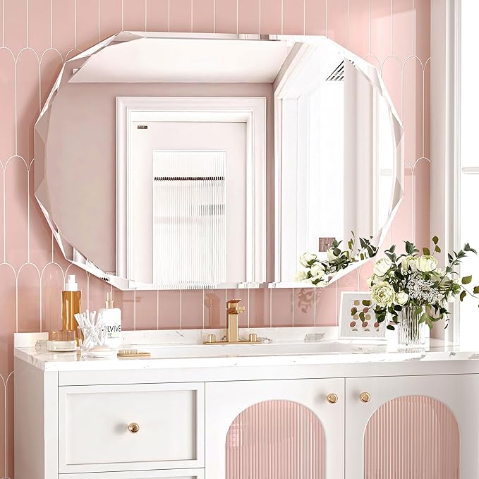 Bathroom Mirrors for Over Sink, Round Frameless Mirrors for Wall, 24x36 Inch Beveled Bathroom Mirror, Bathroom Vanity Circle Mirror for Bedroom Living Room Entryway Home Decor-Ruum Studio Home