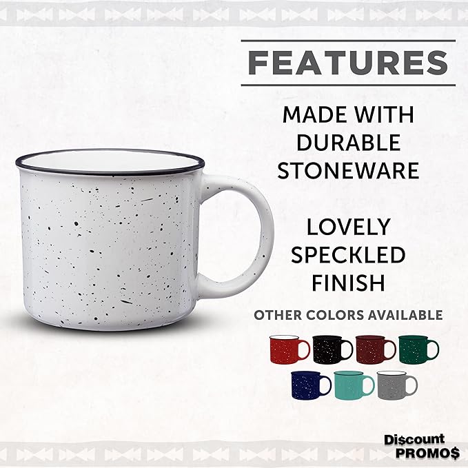 DISCOUNT PROMOS Ceramic Campfire Coffee Mugs 13 oz. Set of 10, Bulk Pack - Perfect for Tea, Espresso, Cappuccino, Hot Cocoa - White-Ruum Studio Home