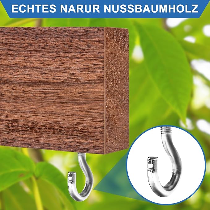Magnetic Knife Holder for Wall, Magnetic Knife Strip No Drilling 20 Inch, Walnut Wood Magnet knife holder strip with 2 Hooks, Powerful Magnet Knife rack for Kitchen Utensils, Knives and Tools-Ruum Studio Home
