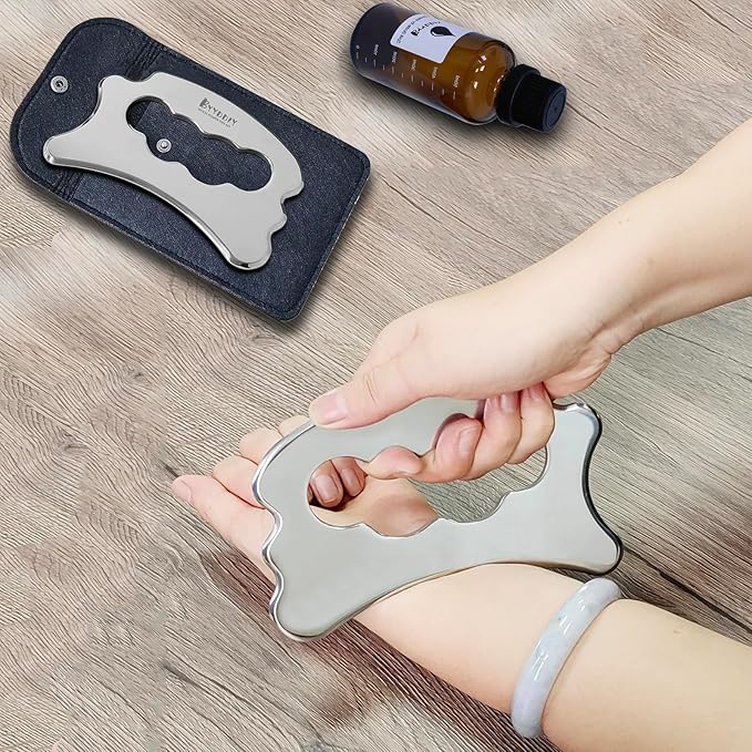 BYYDDIY Stainless Steel Massage Scraper Tool for Large Hands, Derma Edge Massage Tools,Gua Sha Scraping Tool for Physical Therapy,Muscle Scraper Tool (N)-Ruum Studio Home