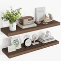 36 Inch Floating Shelves, 36"x9.25"x1.5" Inch Deep Floating Shelves for Wall, Wooden Shelves for Bathroom, Bedroom, Living Room, Walnut-Ruum Studio Home