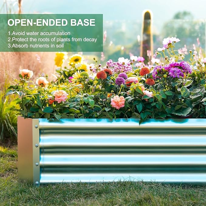 Land Guard 2 Pack 6×3×1ft Galvanized Metal Raised Garden Bed, Metal Planter Kit Box Outdoor for Deep-Rooted Vegetables, Flowers, Green and Herbs……-Ruum Studio Home