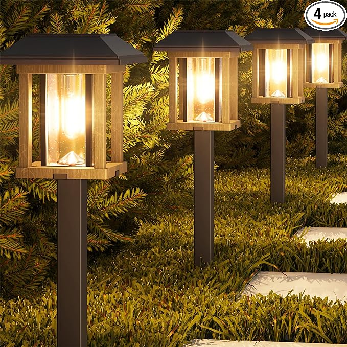 XMCOSY+ Solar Pathway Lights Outdoor, 25 LM LED Garden Lights with Seed Glass, 2-Tone/Colour, Waterproof Solar Powered Decorative Lighting for Yard Landscape Driveway Walkway (Warm White)-Ruum Studio Home