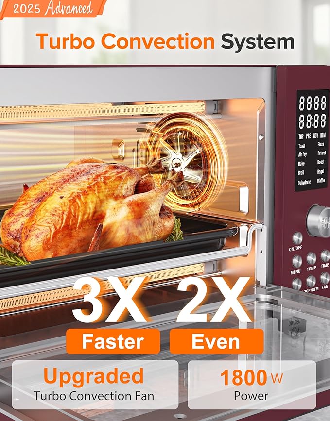 Nuwave Bravo Pro Smart Air Fryer Toaster Oven Combo, 12-in-1 Functions with Quicker & Even Crisp Technology, 1800W, 50-450°F, PFAS-Free, 21QT, Cinnamon-Ruum Studio Home