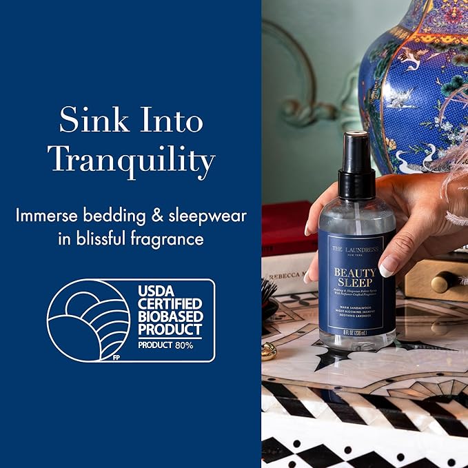 The Laundress Beauty Sleep Fabric Spray, Wrinkle Release Spray, Pillow Spray, Fabric Refresher, Upholstery and Linen Spray, Tranquil Comforting Inspired Scent, 8 Fl Oz-Ruum Studio Home