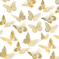SAOROPEB 3D Butterfly Wall Decor - 48 Pcs, 4 Styles, 3 Sizes, Gold Butterfly Decorations for Birthday & Party Celebrations, Removable Stickers-Ruum Studio Home