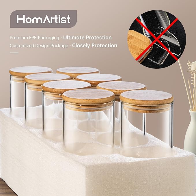 Extra Large Square Glass Flour & Sugar Storage Containers with Airtight Lids, 168oz 2 Pack Glass Jars with Bamboo Lids, Air tight Pantry Food Storage Containers for Cereal, Pasta, Rice Organizers-Ruum Studio Home