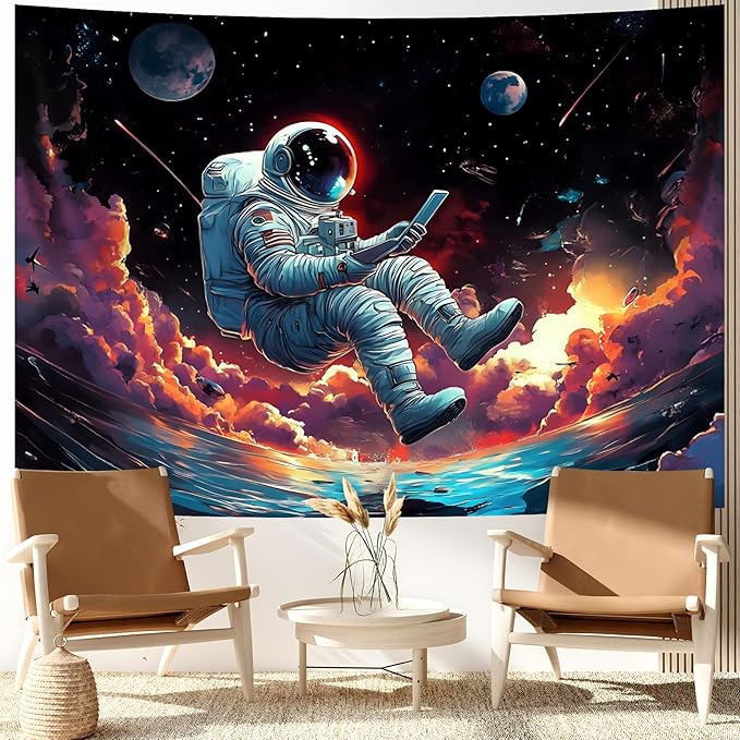 BVBOX Astronaut Tapestry Wall Hanging 79"x59" Space Galaxy Nebula Clouds Art Trippy Cosmic Cool Psychedelic Wall Blanket Decor for Bedroom Living Room Dorm-Ruum Studio Home