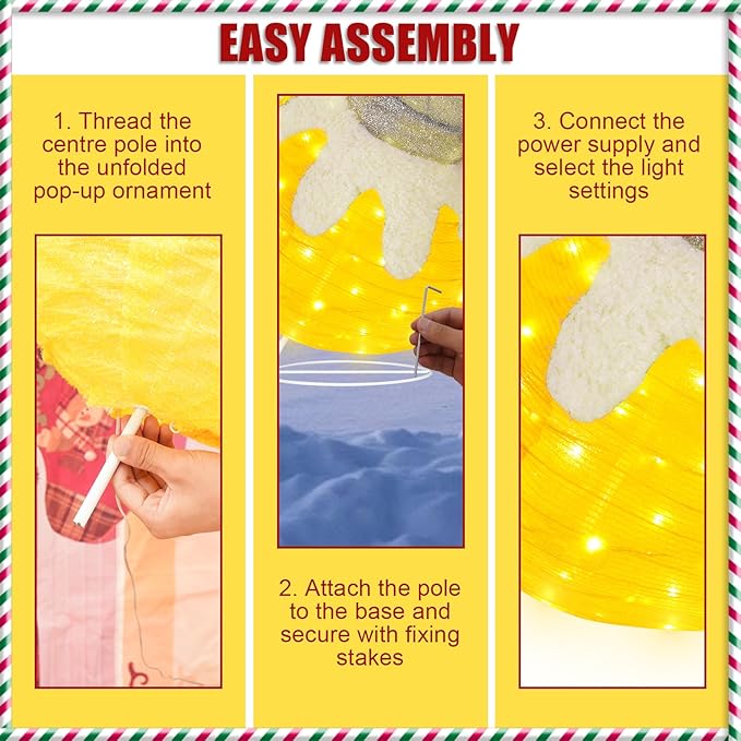 BRIGHTDECK Outdoor Christmas Ornaments, Lighted Pop-Up Outdoor Holiday Ball Decoration with 80 LED Lights, 8 Light Modes, Lighted Collapsible Holiday Decorations for Yard, Home (Yellow)-Ruum Studio Home