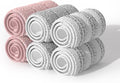 JOYMOOP Mop Replacement Pads, Reusable Microfiber Mop Pads for 13-inch Flat Mop and Mop Bucket Set, Pack of 6 Refills - Pink, Grey and Stripe-Ruum Studio Home