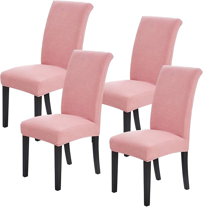 Joccun Chair Covers for Dining Room Set of 4, Dining Chair Slipcovers Stretch Dining Room Chair Covers Seat Protector,Washable Parsons Chair Cover for Home,Banquet(Dusty Pink,4 Pack)-Ruum Studio Home