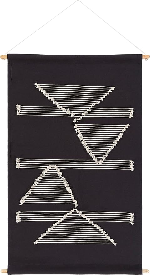 Mark&Day Wall Art, Hohenzell Modern Farmhouse Black Macrame Tapestry Wall Hanging for Living Room, Bedroom, Office or Kitchen (36"H x 24"W)-Ruum Studio Home