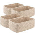 4 Pack Small Storage Shelf Baskets for Organizing, Mini Woven Rope Storage Bins for Towels, Cute Decorative Closet Organizer，Baby Nursery, Gift Empty Baskets -11.81''Lx7.87''Wx4.72''H'-Brown-Ruum Studio Home