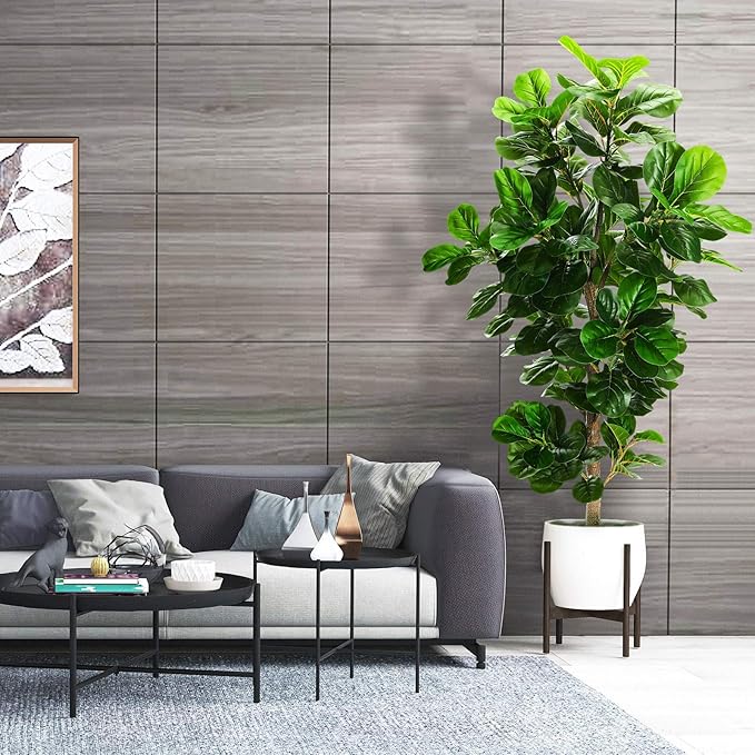 6ft Artificial Fiddle Leaf Fig Tree (72in) with Plastic Nursery Pot Faux Tree, Ficus Lyrata Fake Plant for Office House Farmhouse Living Room Home Decor (Indoor/Outdoor)-Ruum Studio Home