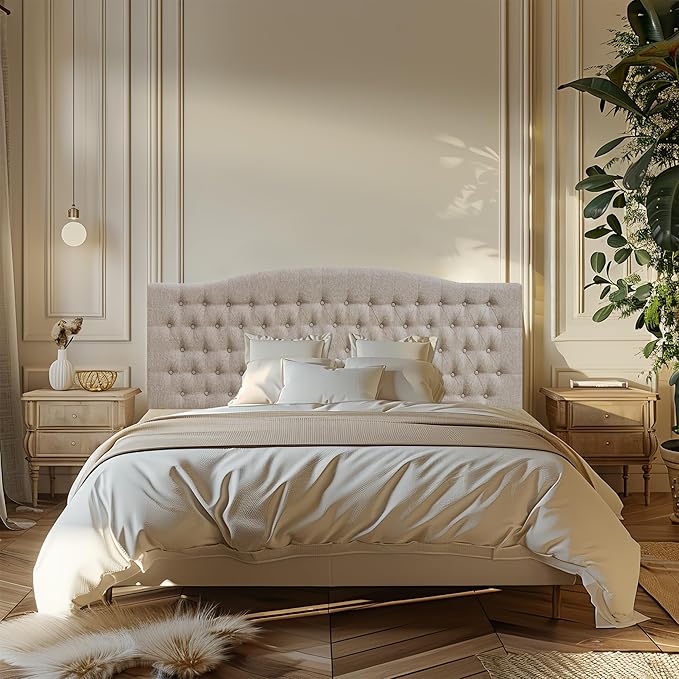 Linen Upholstered Headboard King/Cal King Size Latest Model Wall Mount, Bed Frame Mount, Featuring High-Density Sponge Padding, Luxury Texture Easy Assembly Comfort and Style-Linen-Ruum Studio Home