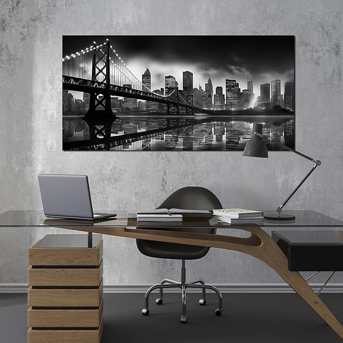 Brooklyn Bridge Wall Art Large City Wall Decor for Living Room Office Wall Decor 29 x 59 Inch-Ruum Studio Home
