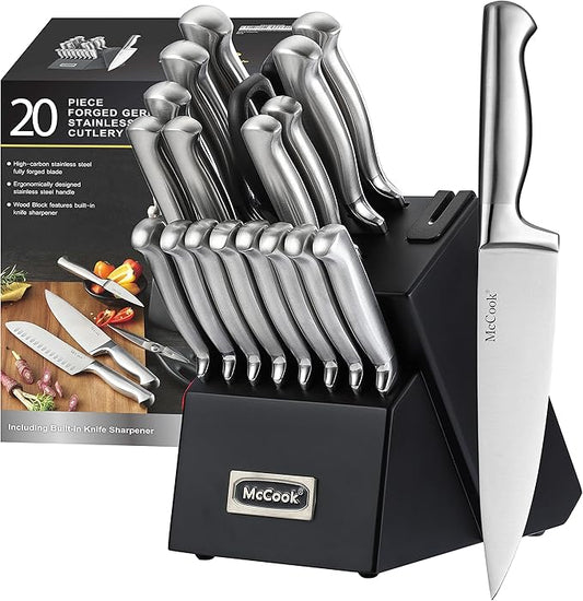 McCook® Knife Sets,German Stainless Steel Kitchen Knives Block Set with Built-in Sharpener-Ruum Studio Home