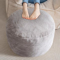 HIGOGOGO Round Stuffed Pouf Ottoman, Corduroy Poufs with Foam Chunk Filling, Furry and Fluffy Pouf Foot Stool Storage Ottoman, 20 X 15 Floor Poufs Foot Rest for Living Room, Grey-Ruum Studio Home