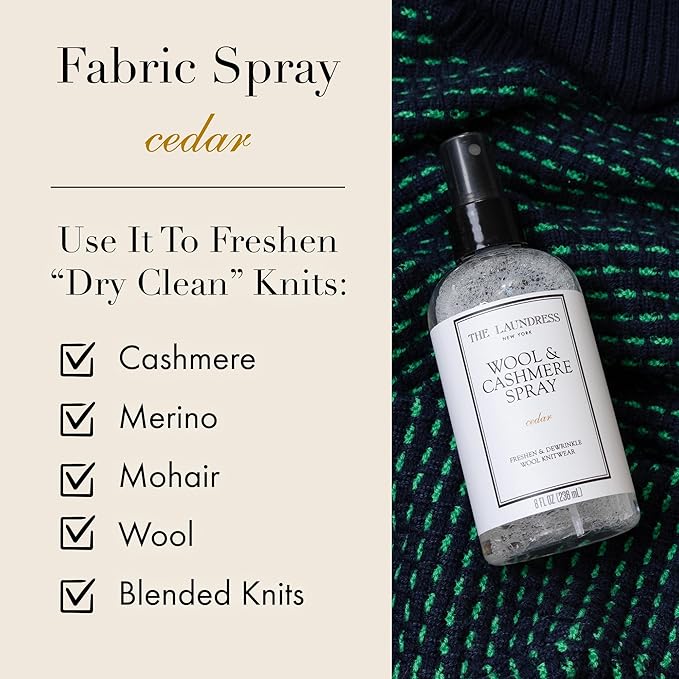 The Laundress Wool and Cashmere Fabric Spray, Wool Dewrinkle Spray, Upholstery and Linen Spray, Fabric Refresher, Cedar Scent, 8 Fl Oz-Ruum Studio Home