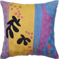 Matisse Gold Pillow Cover Purple Modern Pillowscase Chair Cushion Abstract Farmhouse Flower Outdoor Mid Century Hand Embroidered Wool Size 18x18-Ruum Studio Home
