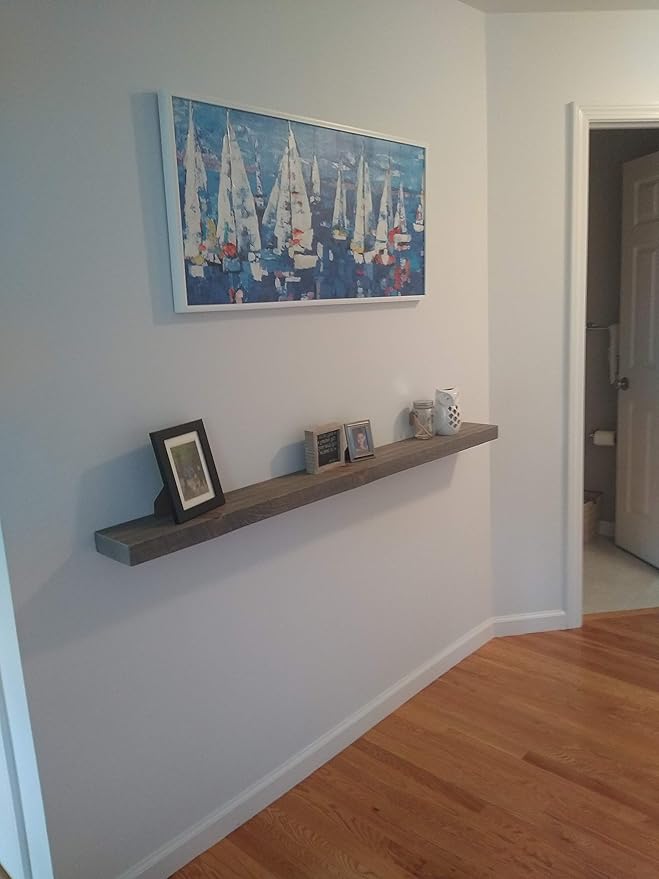 joelsantiques 54 Inch Wooden Floating Shelves for Wall - 54x6x2 in - Made of Natural Wood - Long Heavy Duty Rustic Wall Shelves for Bedroom - Perfect for Living Room, Kitchen - Gray - Grey-Ruum Studio Home