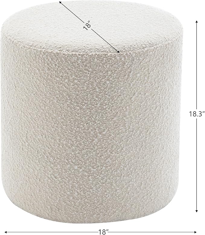 KINWELL 34" Boucle Swivel Barrel Chair with 18" Round Ottoman Set, Fully Assembled Set of Sherpa Accent Chair and Footrest, Modern Comfy Armchair and Footstool for Living Room and Bedroom, Cream-Ruum Studio Home