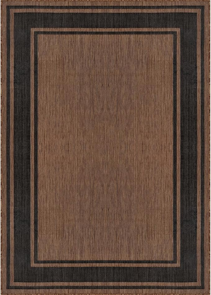 Beverly Rug Large Outdoor Rug 9x12 Modern Bordered Area Rugs for Indoor and Outdoor Patio Deck Porch Garden Waterproof Weather Sun Resistant Washable Outside Carpet (9 x 12 Gold)-Ruum Studio Home