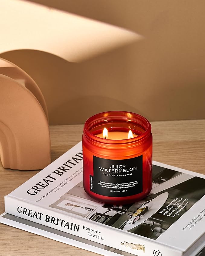 M&SENSE Juicy Watermelon Scented Candle - 11.6oz Clean Non Toxic Natural Soy Wax 70-Hour Burn Long Lasting Candle, 2-Wick Fruit Scent for Home Decor & Housewarming Gifts - Fragrance for Women & Men-Ruum Studio Home