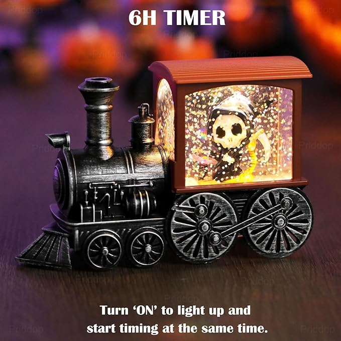 Halloween Snow Globe Train Skeleton Reaper Black Cat Pumpkin Ghost Classic Relief Texture Battery Powered LED Glitter Halloween Decorations Indoor-Ruum Studio Home