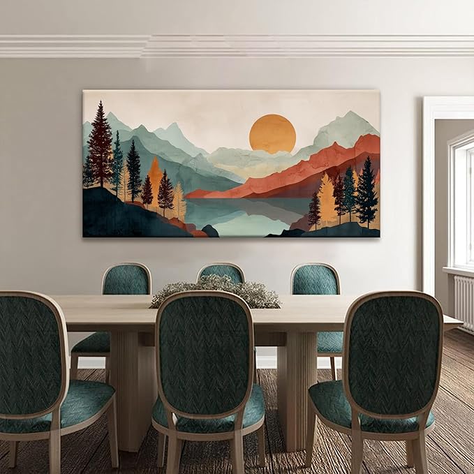 Tsomzxng Mountain Abstract Boho Wall Art For Living Room Modern Canvas Art Wall Decor Colorful Wall Art Bedroom Office Abstract Wall Decor Mountain Forest Landscapes Painting Wall Pictures 24×48 In-Ruum Studio Home