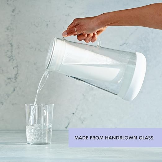 LifeStraw Home Water Pitcher, 7-Cup, White, Glass with Silicone Base, White, for Everyday Protection Against Bacteria, Parasites, Microplastics, Lead, Mercury, PFAS and a Variety of Chemicals-Ruum Studio Home