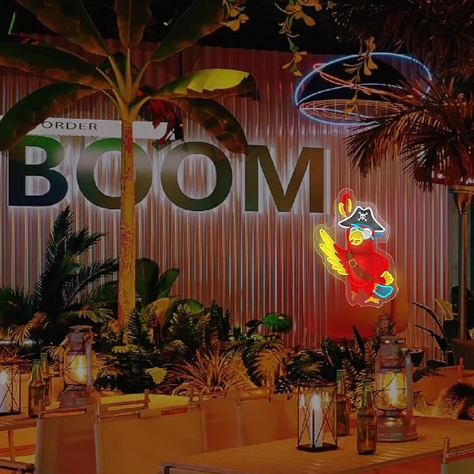 Pirate Parrot Neon Light - Pirate LED Light Wall Decor Ideal for Pirate Party Decorations Gifts for Friends-Ruum Studio Home